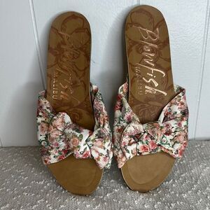 BLOWFISH Malibu Soft Pink Floral Bow Sandals Slides Women's 9